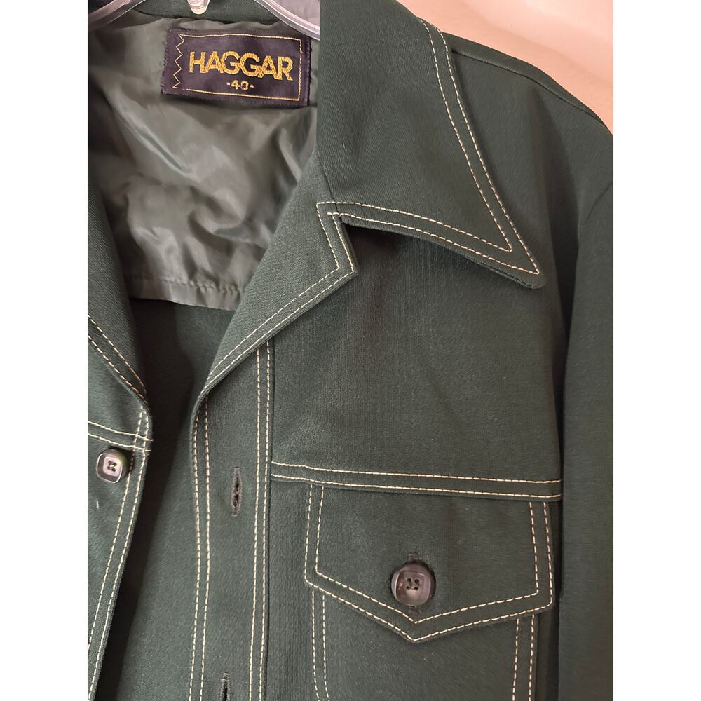 70s Hagger Green Polyester Button Up - image 3